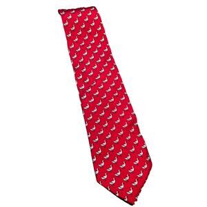 AFLAC Red White men's tie 100% Silk Made in USA Necktie Goose Print
